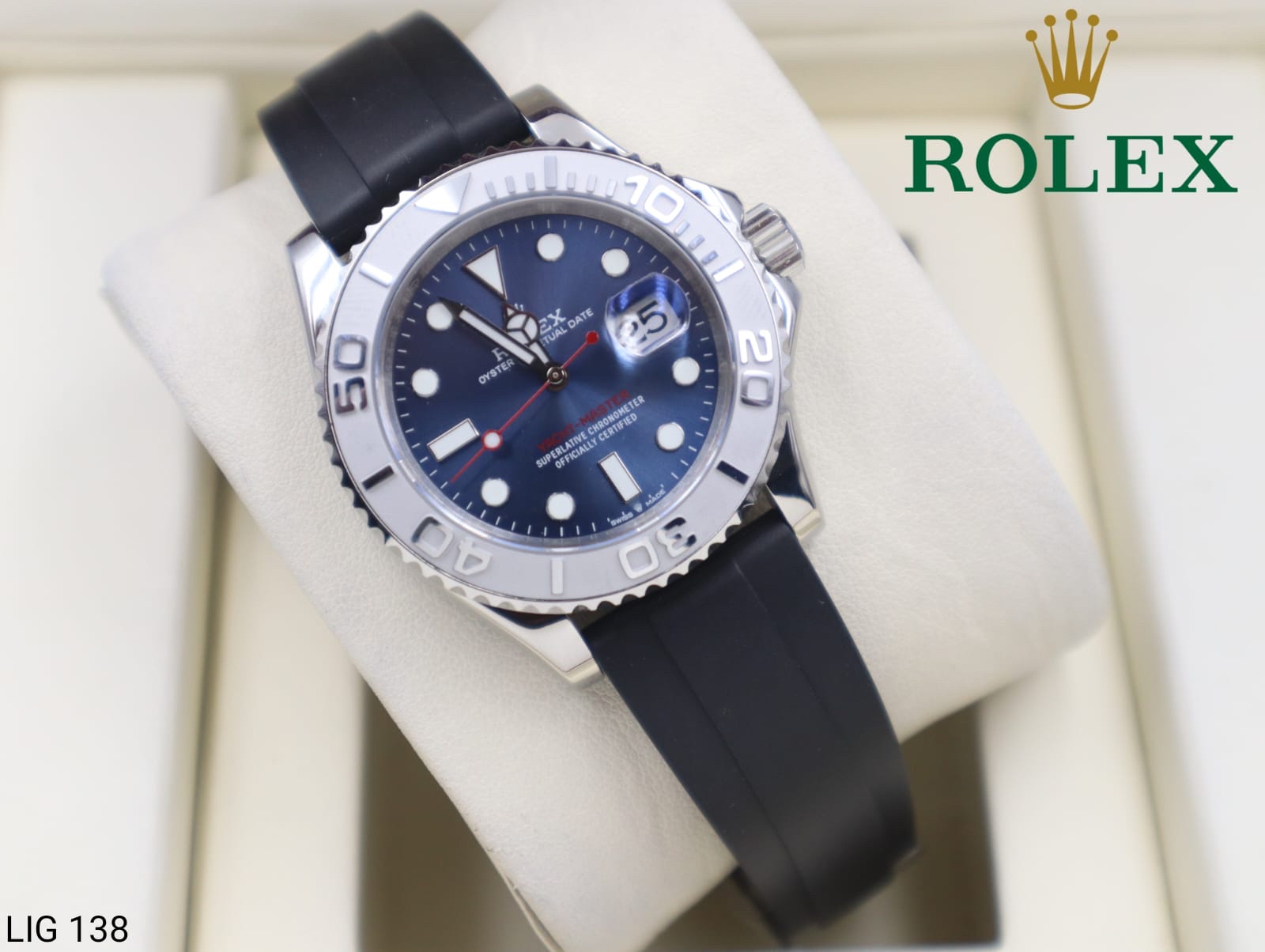 rolex yacht master blue dial rubber strap